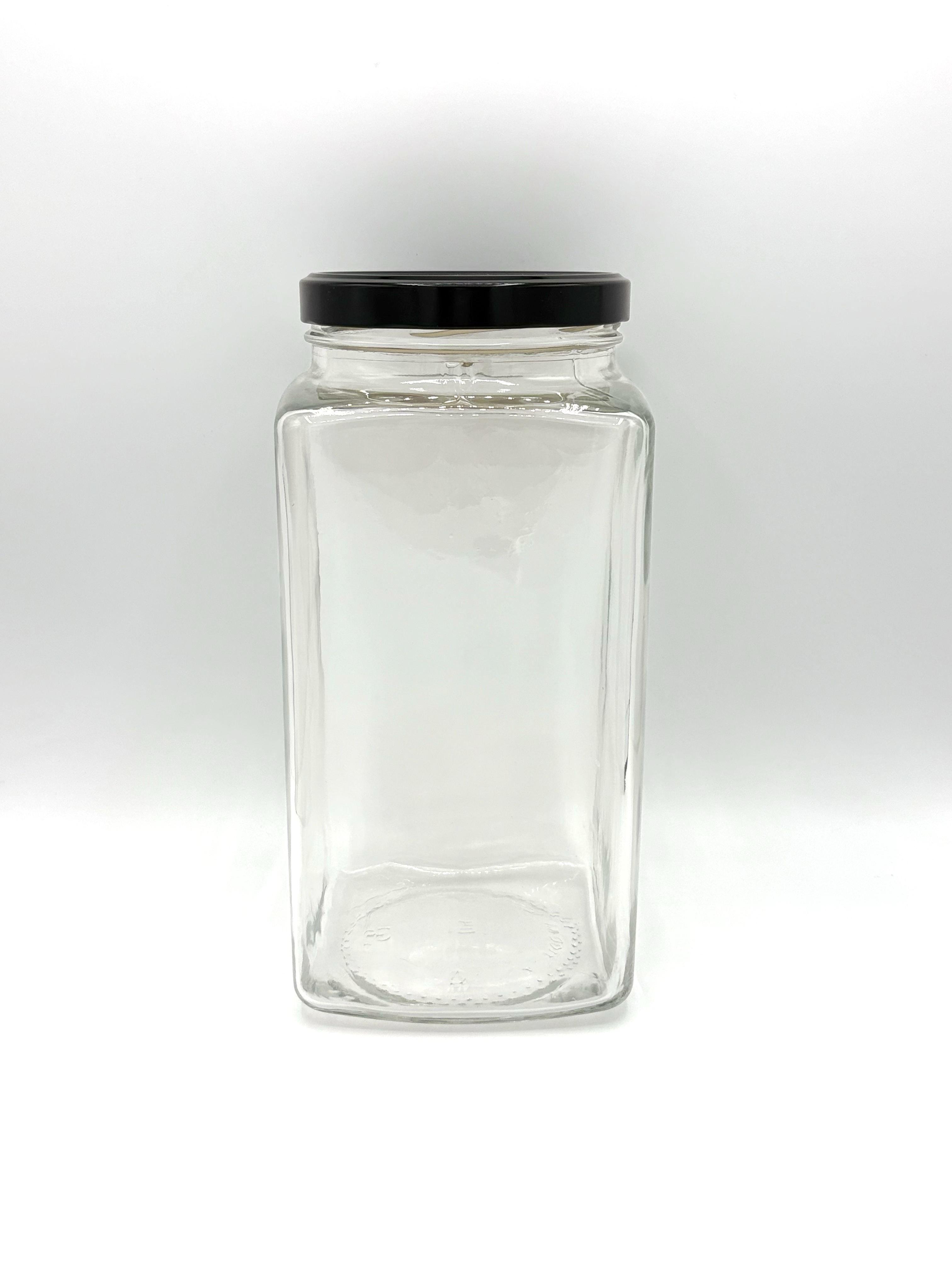 Grand bocal carré en verre transparent d'une contenance de 3,1 litres avec sa capsule de fermeture hermétique