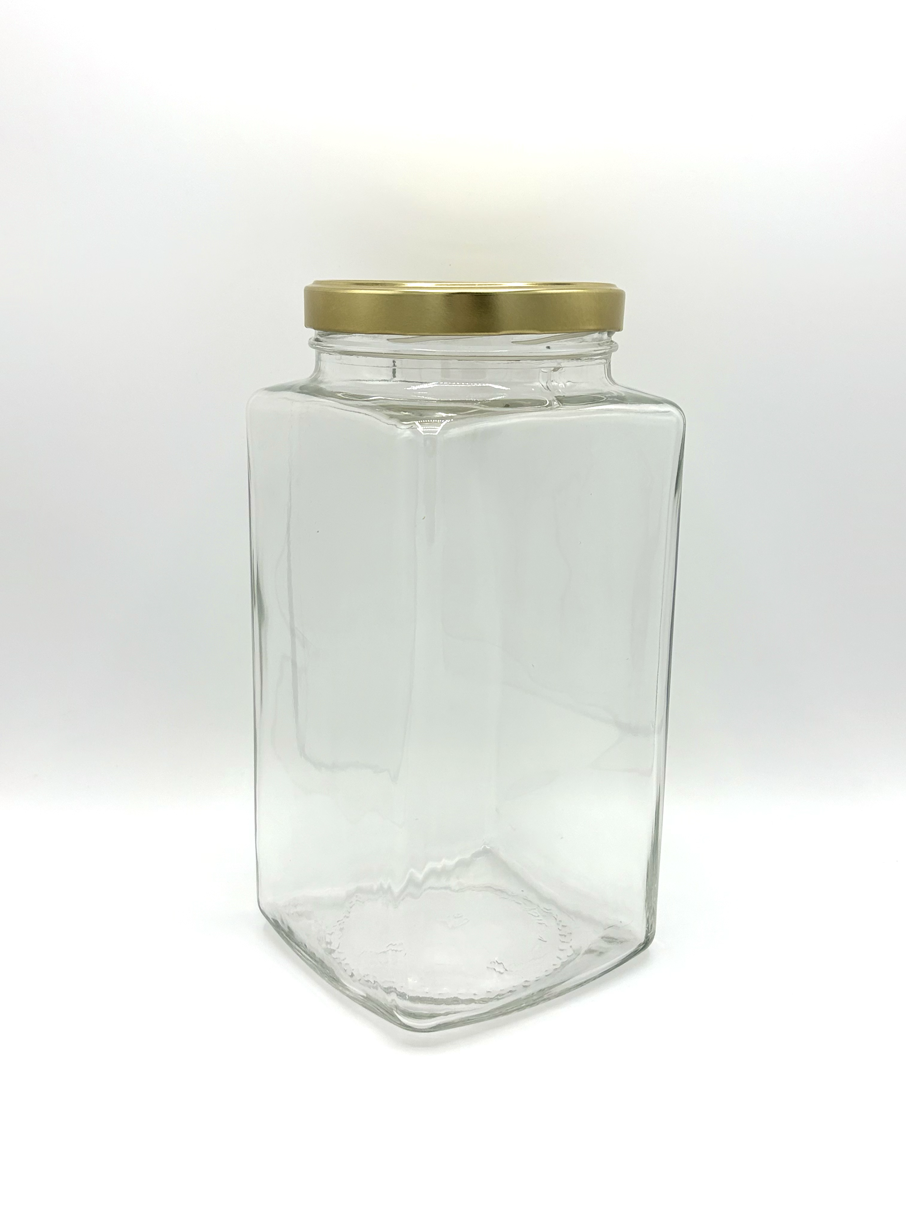 Grand bocal carré en verre transparent d'une contenance de 3,1 litres avec sa capsule de fermeture hermétique